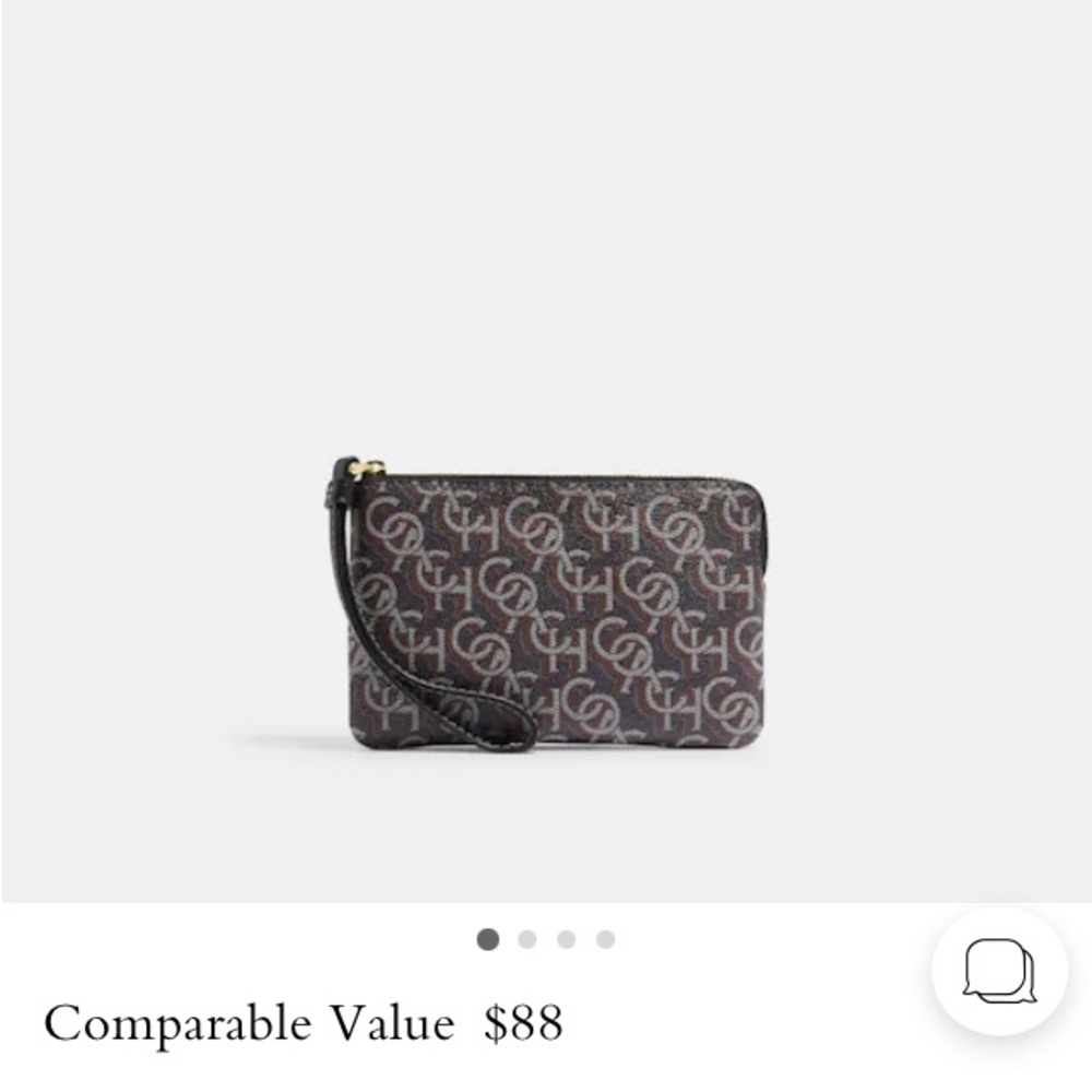 Coach Corner zip wristlet. New in packaging.